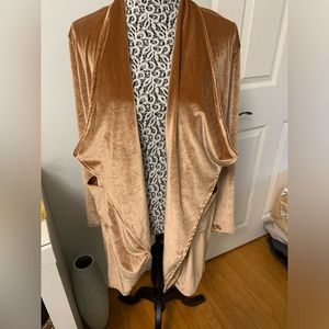 Women’s solid long sleeve velvet open front jacket cardigan coat with pockets